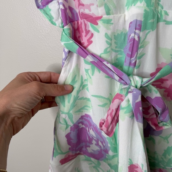 Lovers + Friends Revolve Jill Pastel Floral Print Flutter Sleeve Belted Romper - Picture 9 of 13
